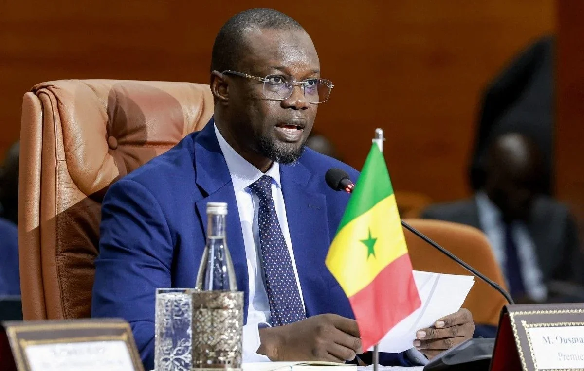 Portrait d'Ousmane Sonko lors d'une réunion politique