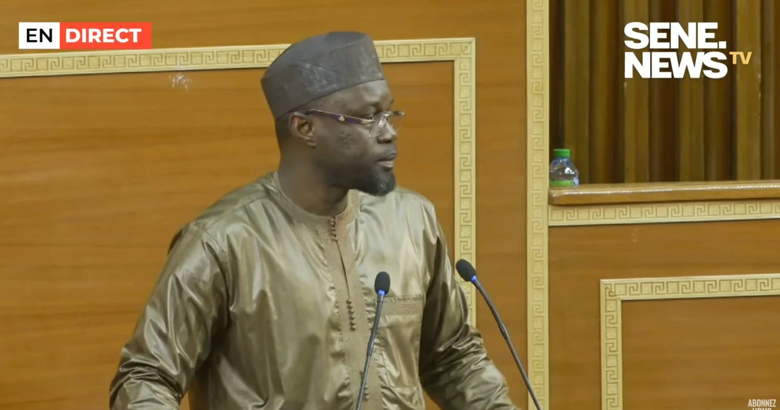 Le Premier ministre Ousmane Sonko lors d'un discours sur la législation contre l'homosexualité au Sénégal