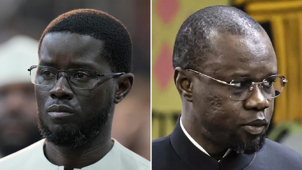 Le président du Sénégal, Bassirou Diomaye Faye (à gauche), et l’ancien Premier ministre, Ousmane Sonko (à droite), lors d’un entretien officiel.