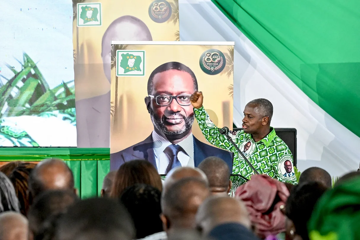 Calice Yapo Yapo, le secrétaire exécutif du PDCI, lors de la célébration du 80e anniversaire du parti à Abidjan en avril 2026