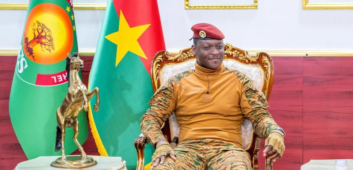 Le capitaine Ibrahim Traoré lors de l'annonce de la rupture diplomatique avec la France