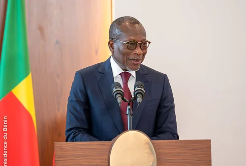 Patrice Talon lors de son discours d'investiture à la présidence du Sénat du Bénin
