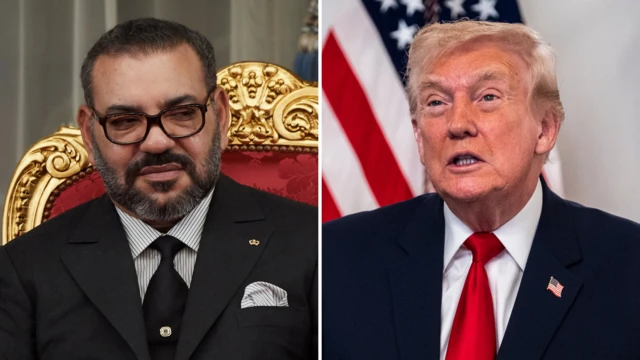Portrait officiel du roi Mohammed VI et de Donald Trump.