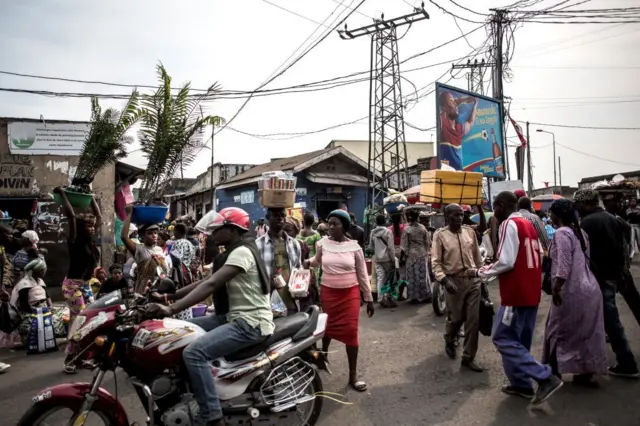 Une rue animée de Goma, ville de l'est de la RDC
